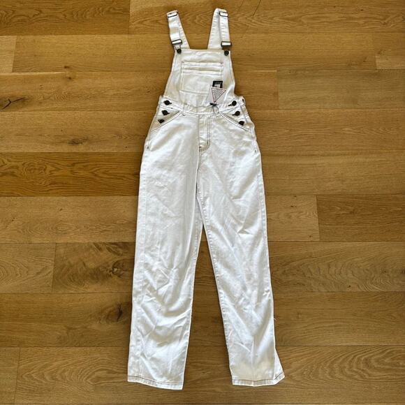 Nasty Gal - Denim Dungaree Overalls  in Ecru - Picture 1 of 4